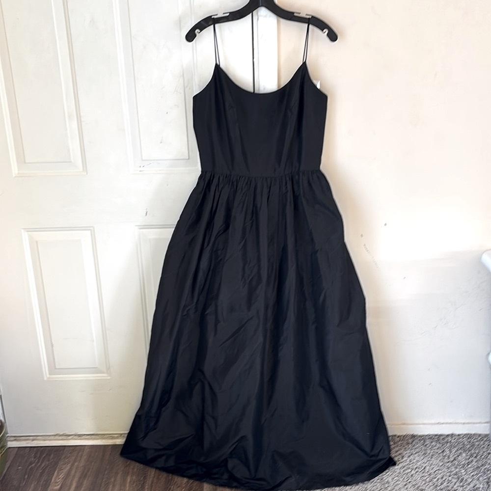 Karen Lorrance Silk Cocktail Black Spaghetti Evening Maxi Dress Size 12 - Picture 7 of 16